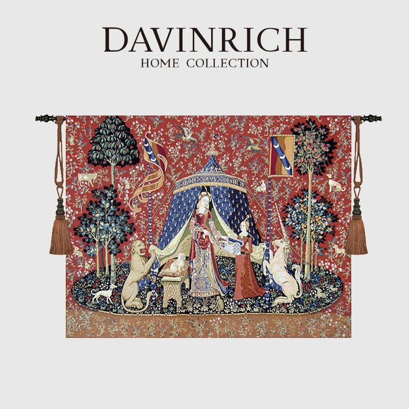 Afralia™ Medieval Chenille Jacquard Woven Wall Hanging Tapestry Luxury Throw Rug