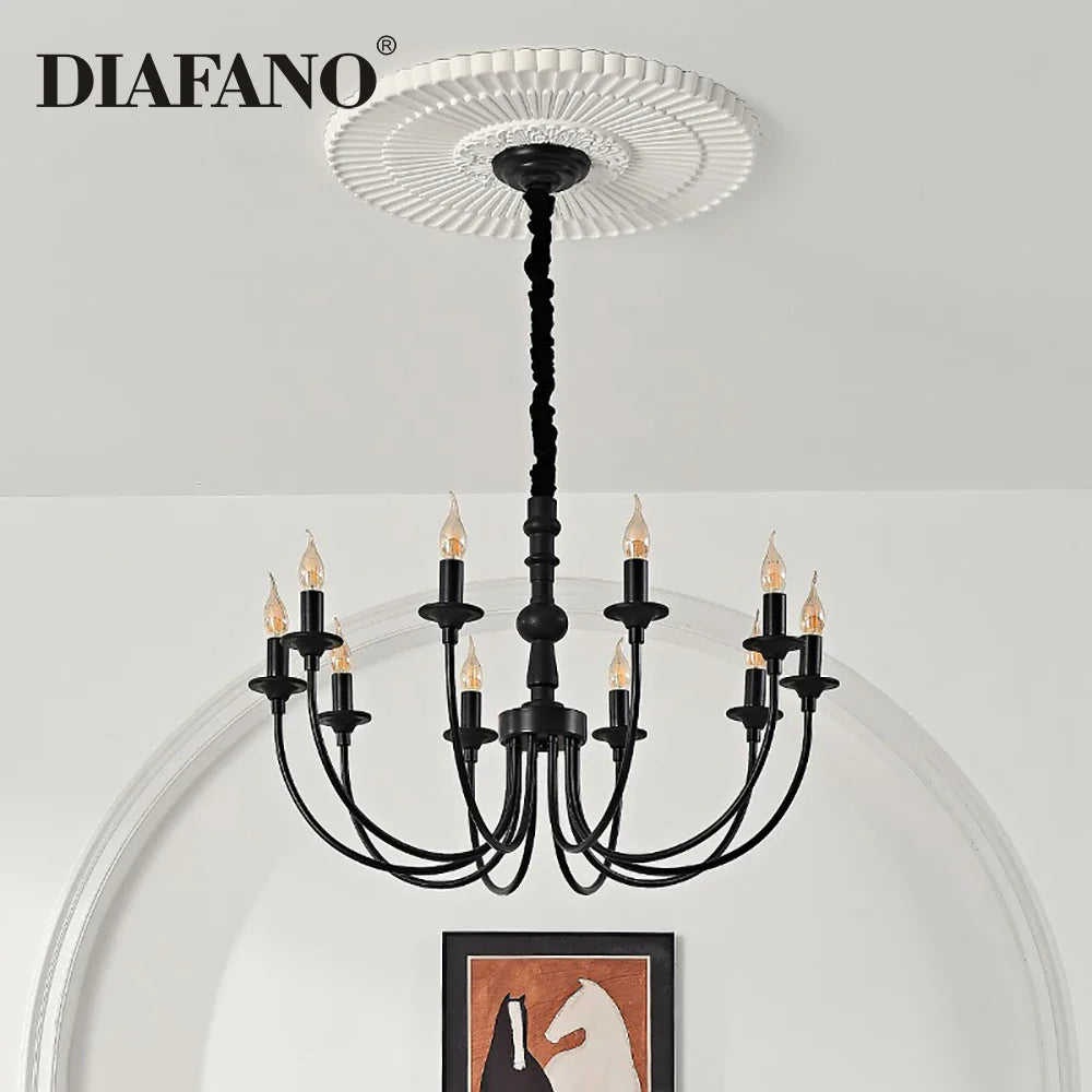 Afralia™ Black Metal Chandelier 8 Heads Pendant Lights for Home Decor