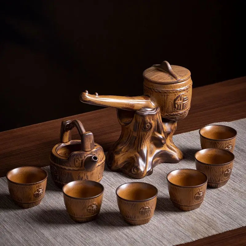 Afralia™ Ceramic Kung Fu Tea Set: High-End, Retro, Anti-Scalding, Easy Home Brewing