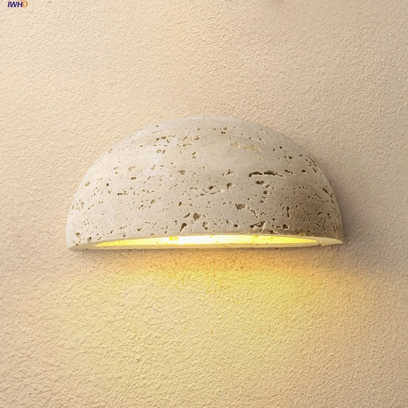 Afralia™ Travertine LED Wall Light: Ancient Chinese Style for Aisle, Study, Porch, Bedside.