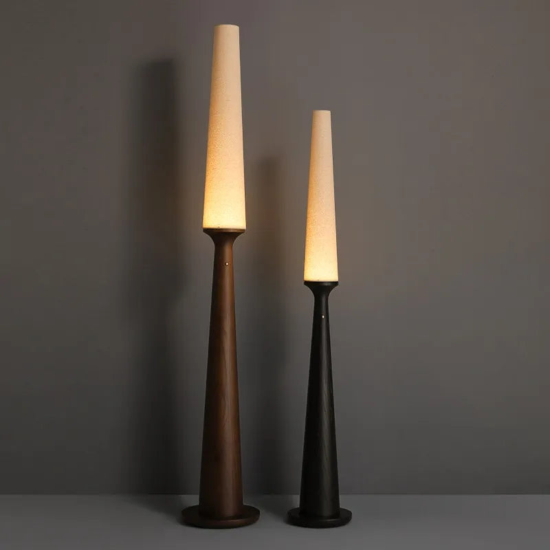 Afralia™ Nordic Wooden Floor Lamp with Black Fabric Lampshade for Home Decoration