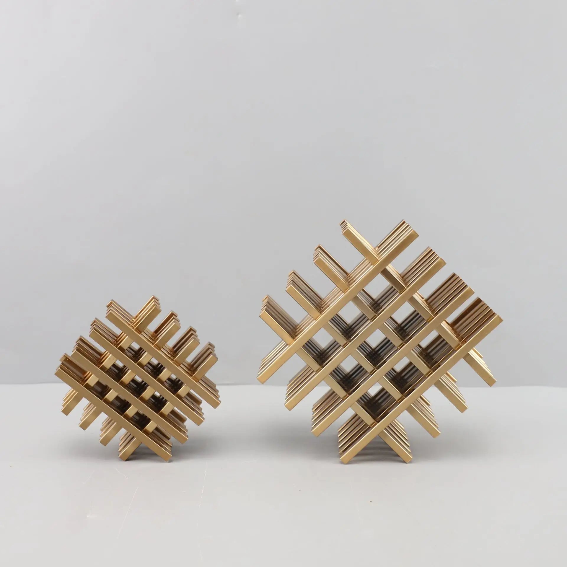 Afralia™ Geometric Block Metal Sculpture Abstract Square Decor Figurines, Home Decor Accessories