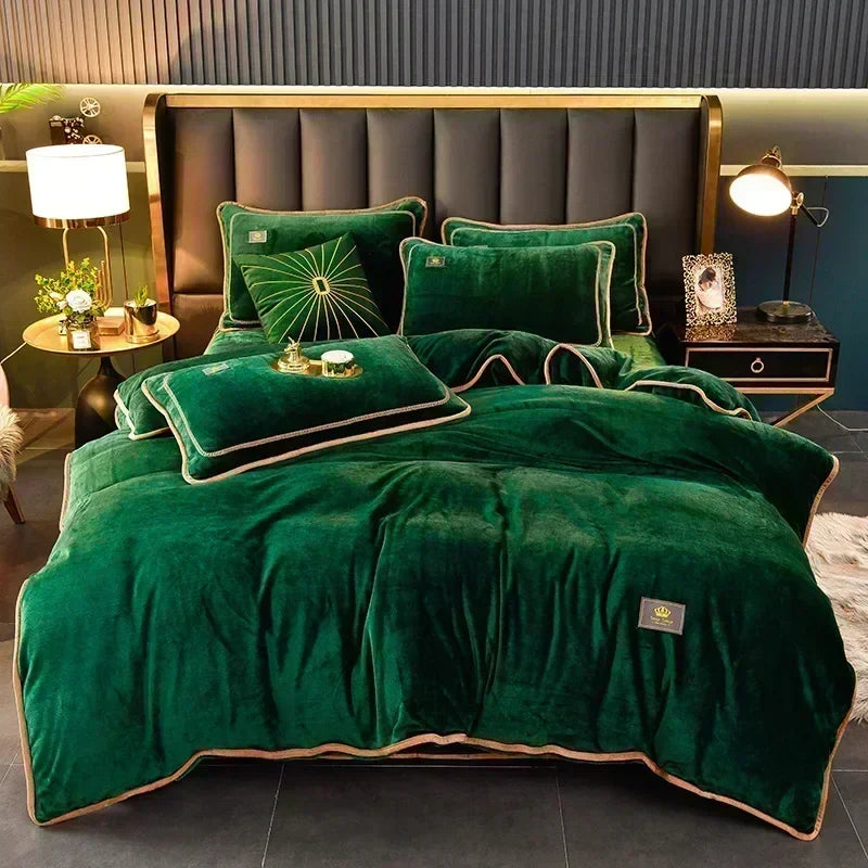 Afralia™ Plush Milk Velvet King Bedding Set for Winter Warmth