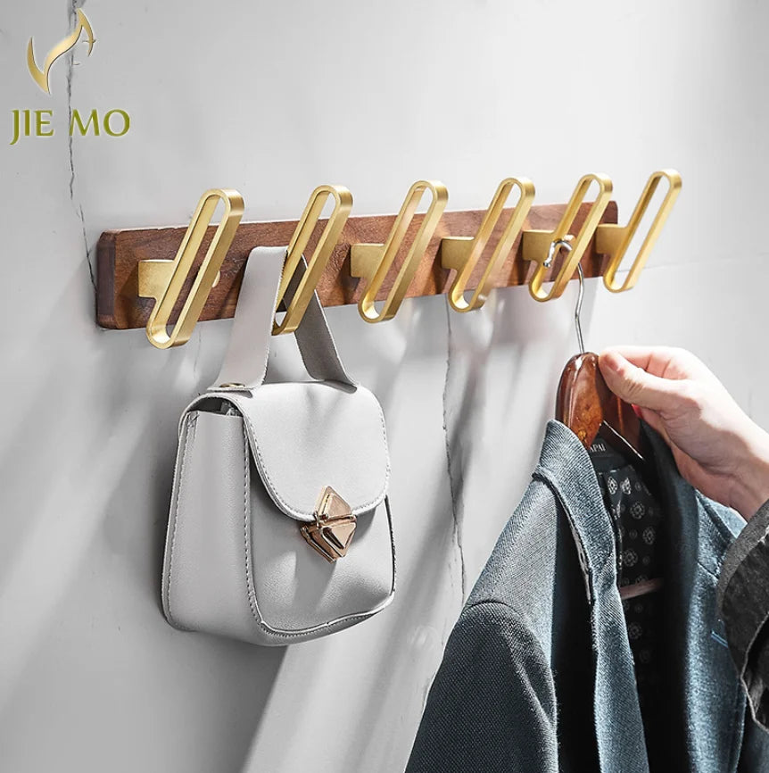 Afralia™ Walnut Wood Bathroom Row Hooks – Creative Single Hook for Wardrobe and Bedroom