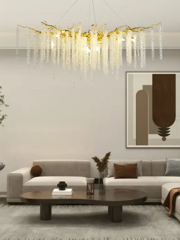 Afralia™ Luxury Crystal Chandelier Pendant Light Modern LED for Living Room Bedroom Restaurant