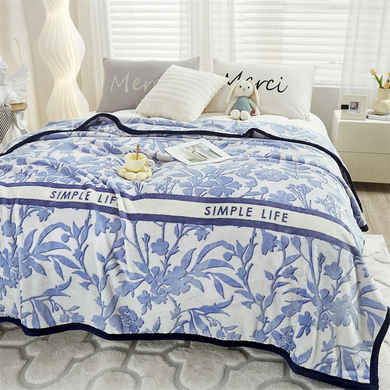 Afralia™ Cozy Flannel Blanket for All Seasons: Double-Sided Velvet Bed Cover, Single Double