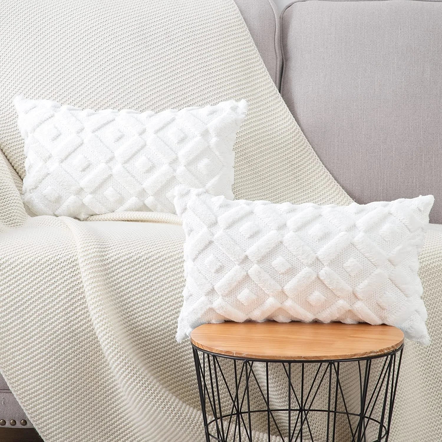 Afralia™ Luxury Plush Cushion Cover for Sofa Living Room