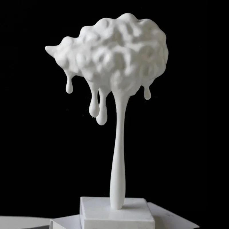 Afralia™ Silver Cloud Rain Resin Sculpture Home Decor Figurine
