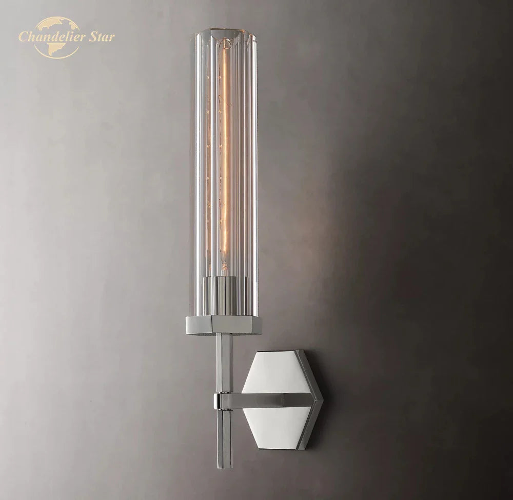 Afralia™ Hexagonal LED Crystal Sconce: Modern Wall Lighting for Bathroom, Living Room, Bedroom