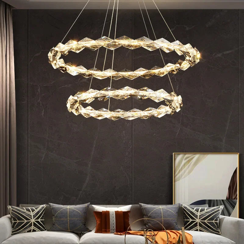 Afralia™ Crystal Chandelier Pendant Light - Dimmable Modern Luxury LED Chrome Luminaria