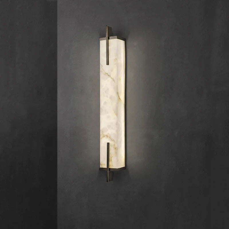 Afralia™ Neo-Chinese Brass Marble Wall Lamp 60CM LED for Living Room and Bedroom