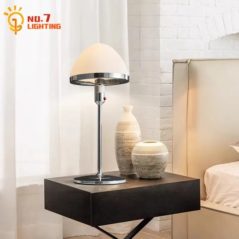 Afralia™ Nordic Iron Art Glass Floor Lamp LED E27 Chrome Vertical Table Lamp