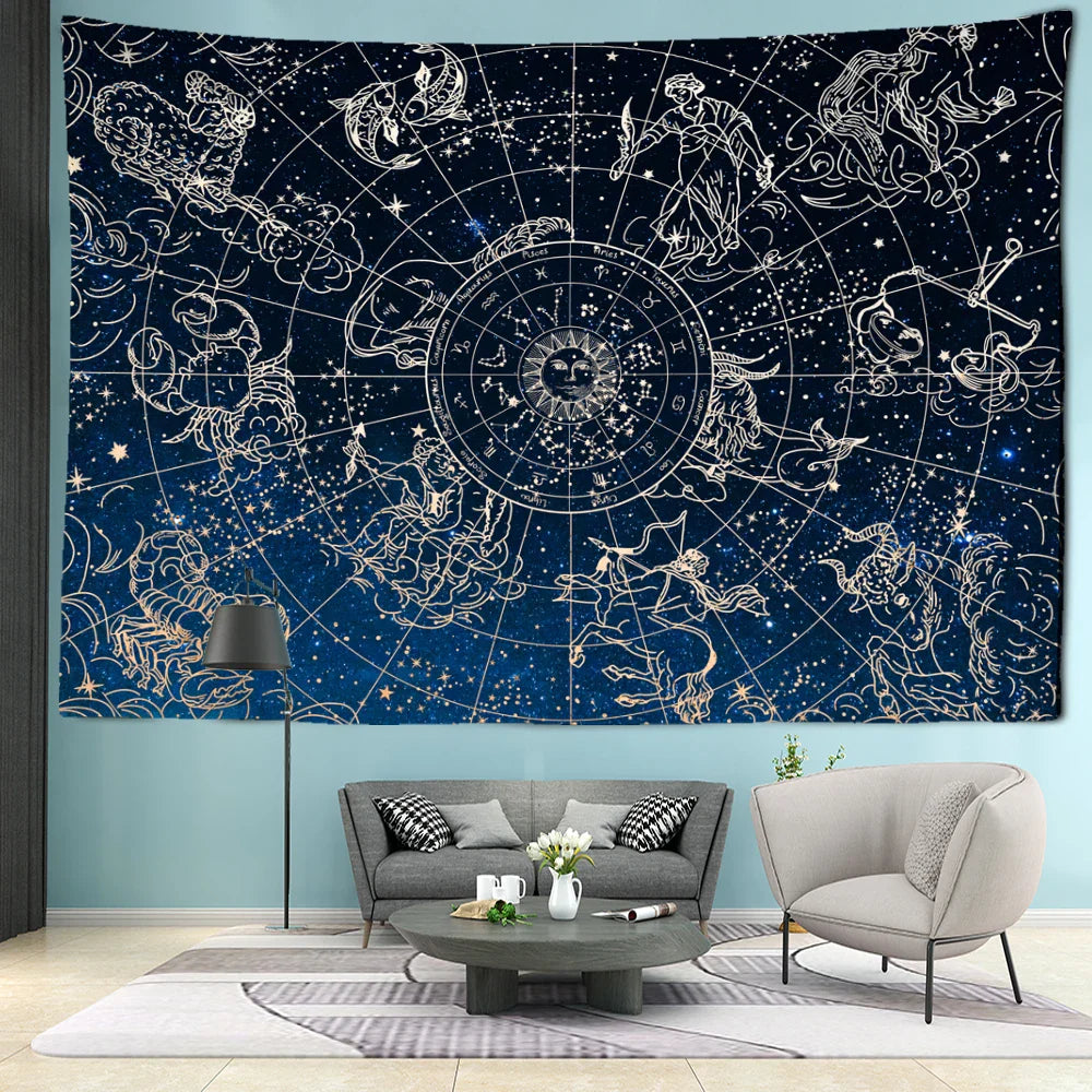 Afralia™ Sun Constellation Tapestry: Abstract Hippie Wall Hanging for Home Decor