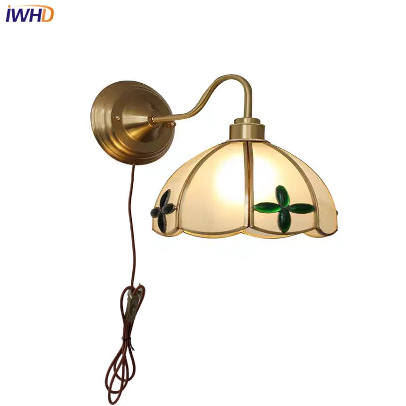 Afralia™ Glass Brass Wall Sconce LED Light Fixture for Dining Living Room