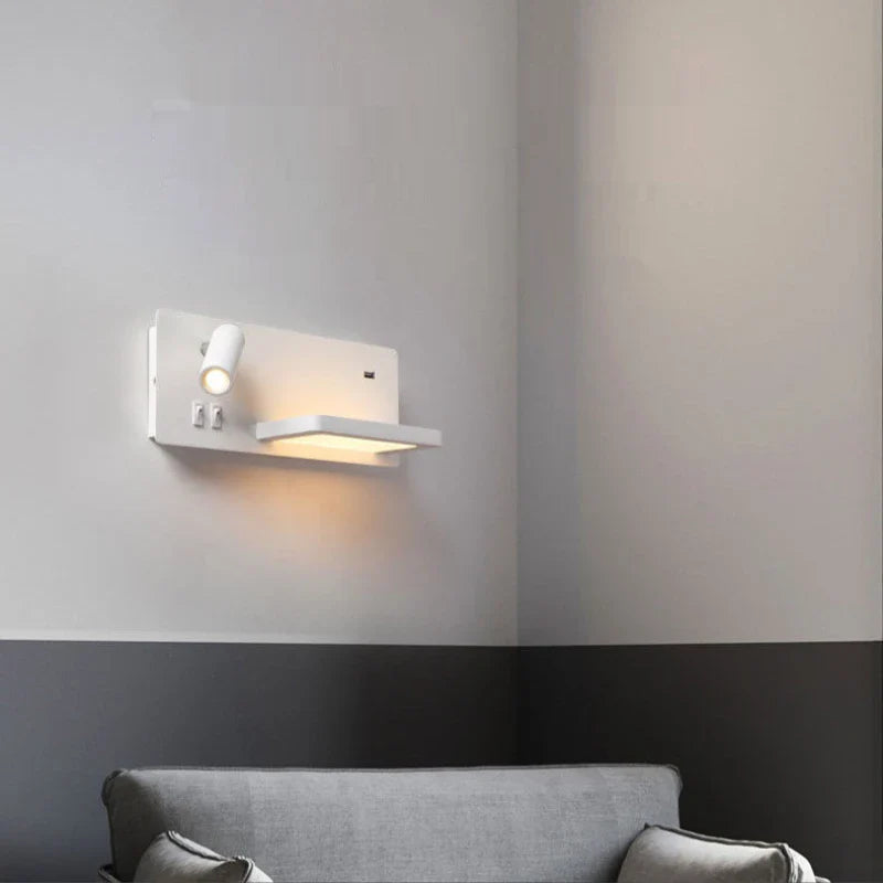 Afralia™ Wireless Charging LED Reading Sconce: Modern USB Bedside Lamp, Rotatable for Bedroom