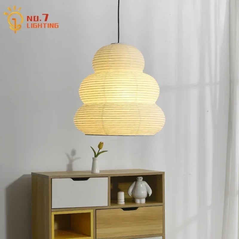 Afralia™ Rice Paper Pendant Lights for Living Room Decor - LED E27 Ceiling Lamps