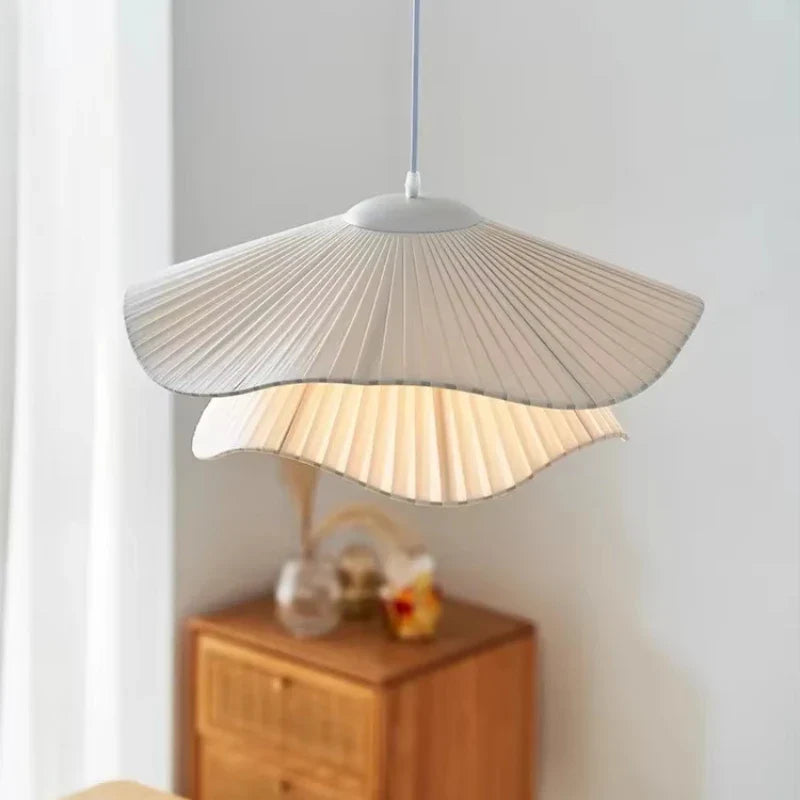 Afralia™ Nordic White Fabric Pendant Chandelier with LED Lighting for Dining Room & Bar
