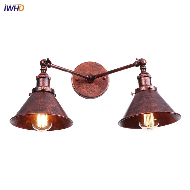 Afralia™ Rustic LED Wall Lights 2 Heads Adjustable Lamparas for Kitchen Restaurant Mirror