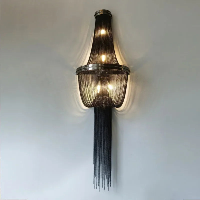 Afralia™ Aluminum Chain Sconce for Aisle & Bedroom LED Wall Lamp – Gold/Silver