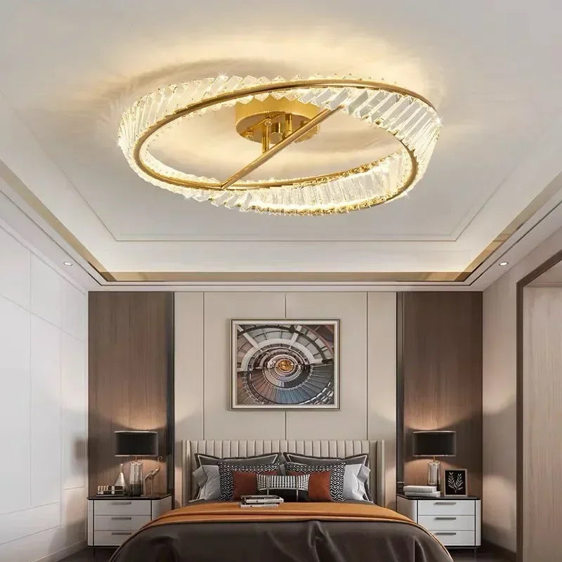 Afralia™ Crystal Ring Ceiling Lamp - Modern Luxury LED Chandelier for Master Bedroom & Living Room