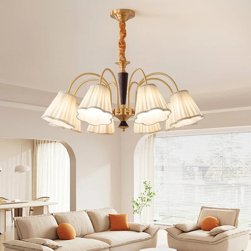 Afralia™ Antique Copper Chandelier for Retro American Country Living Room and Dining Room