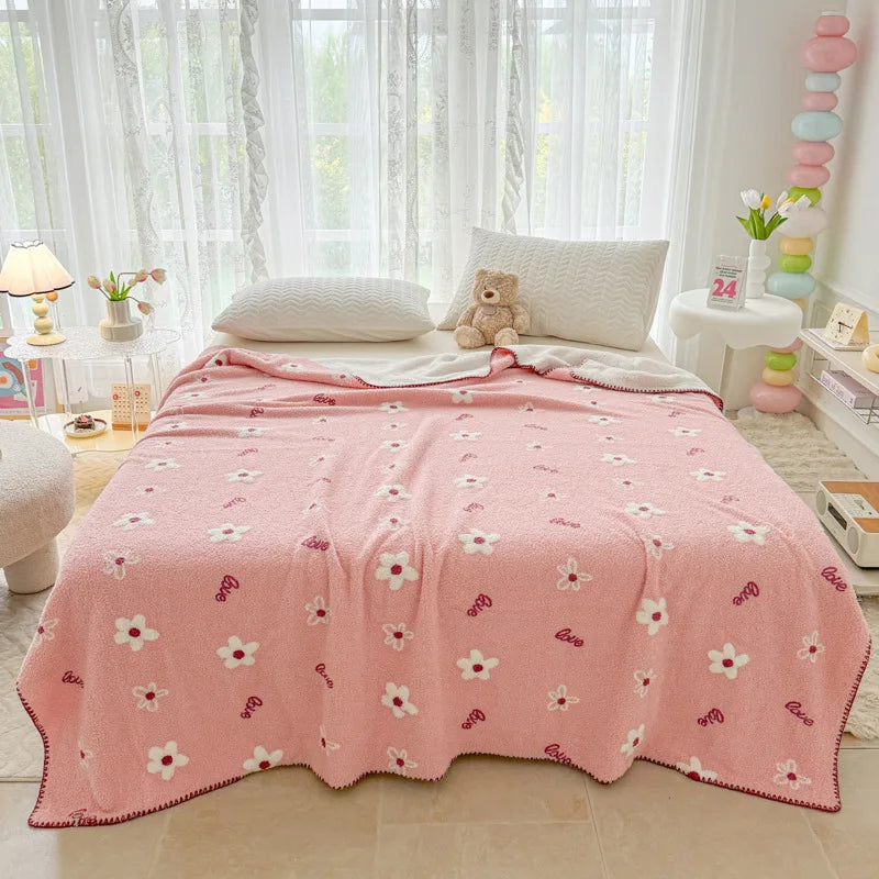 Afralia™ Flower Embroidered Lamb Wool Blanket: Versatile All Seasons Shawl & Travel Companion