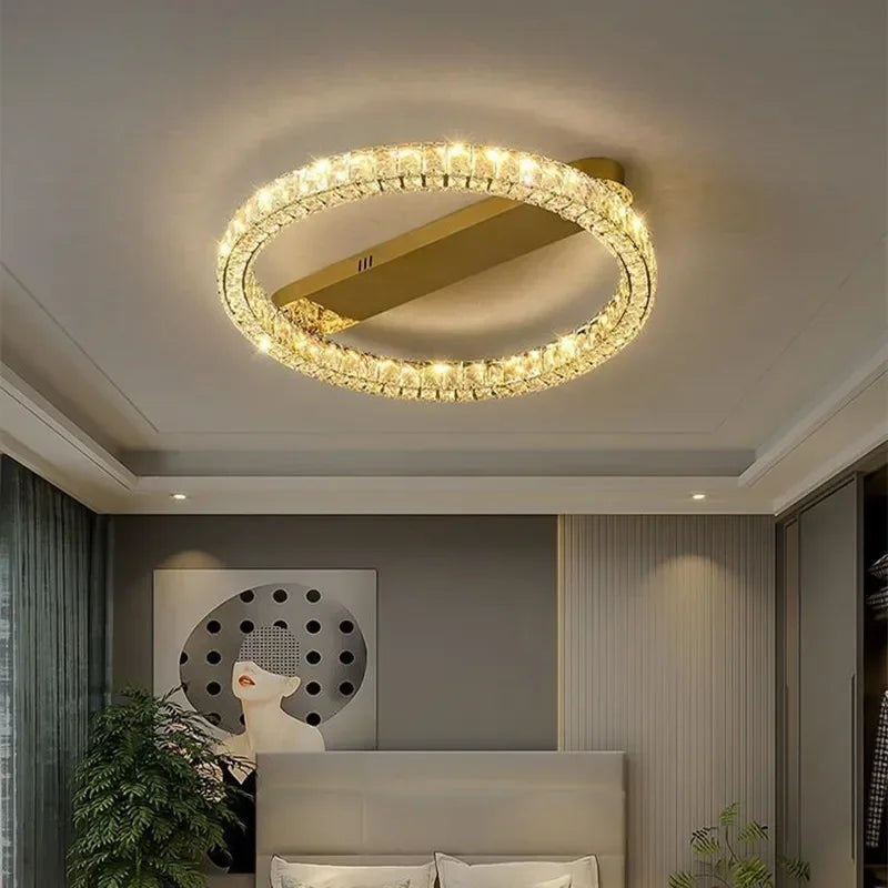 Afralia™ Crystal Ceiling Chandelier LED Light Fixture for Home Decor