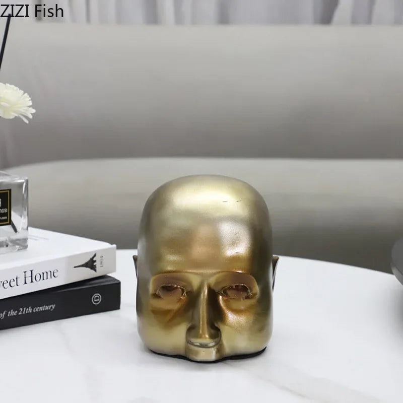 Afralia™ Abstract Resin Sculpture Ornament | Modern Golden Character Desk Decoration