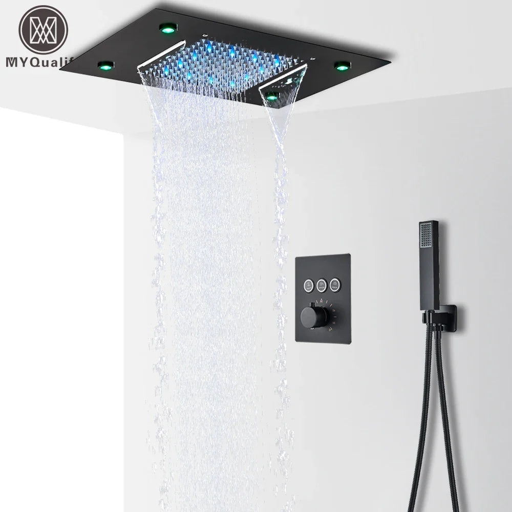 Afralia™ LED Thermostatic Shower System with Remote Control and Ceiling Mount