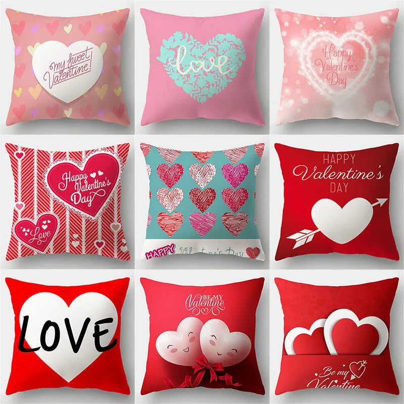 Afralia™ Love Heart Print Sofa Cushion Covers - Nordic Valentine's Day Wedding Decor Pillowcase