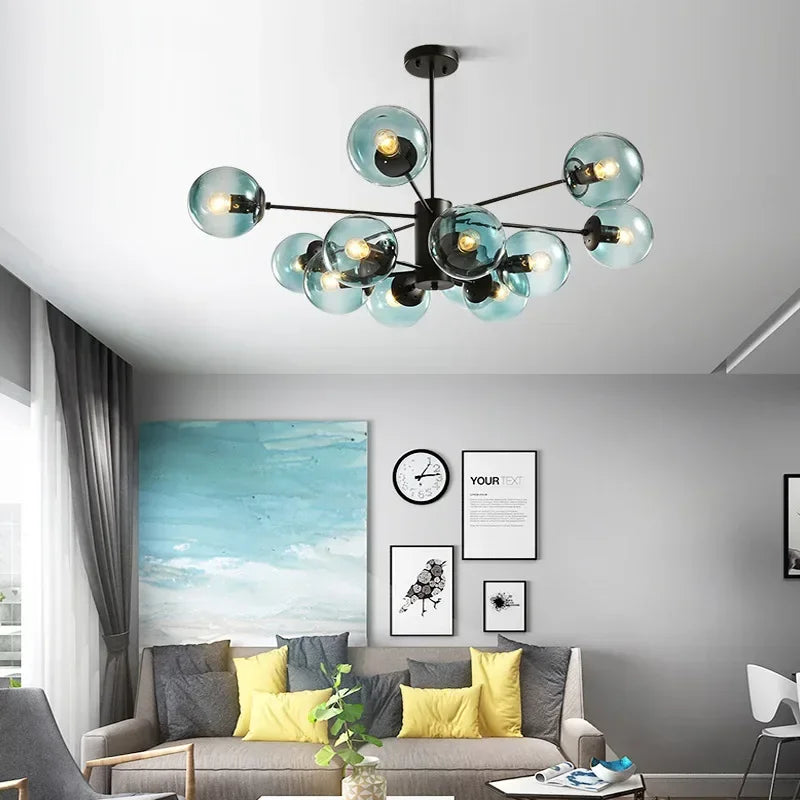 Afralia™ Adjustable Ball Glass Lustre Chandelier for Living, Dining, Bedroom Lighting