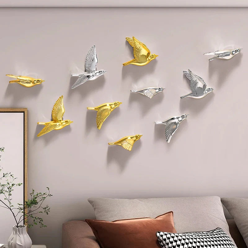 Afralia™ 3D Bird Resin Statue Wall Decor for Children's Room - Animal Figurine Ornament