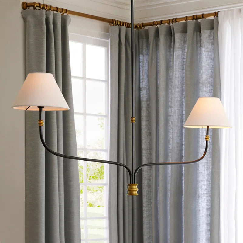 Midcentury Chandelier Minimalist Wrought Iron Light Afralia™ Black Gold Lights