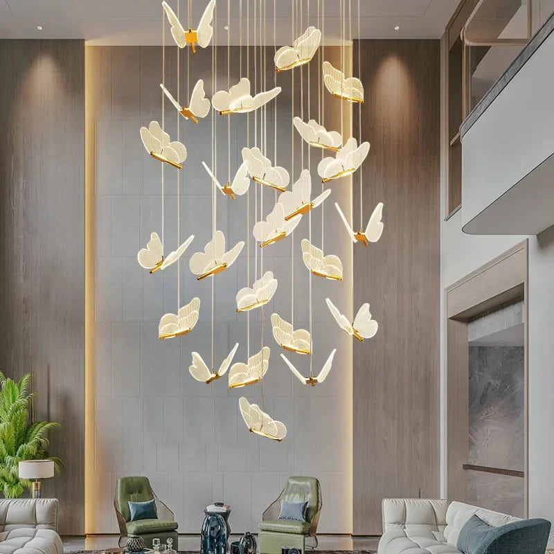 Afralia™ Butterfly LED Chandelier for Villa Duplex Living Room Decoration
