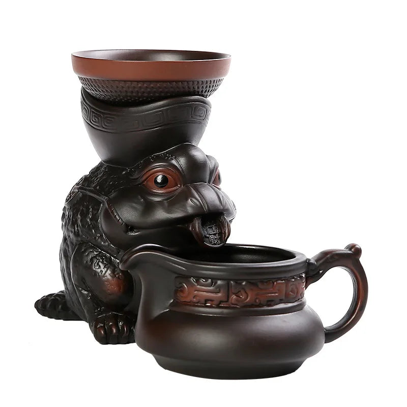 Afralia™ Dragon Tea Leaf Funnel Filter for Kung Fu Tea, Ceramic Table Decor