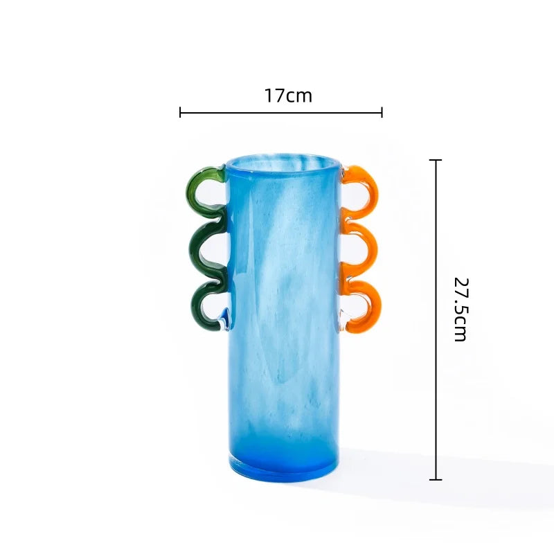 Afralia™ Handcrafted Colorful Glass Vase Straight-tube Hydroponics Terrarium for Home Decoration