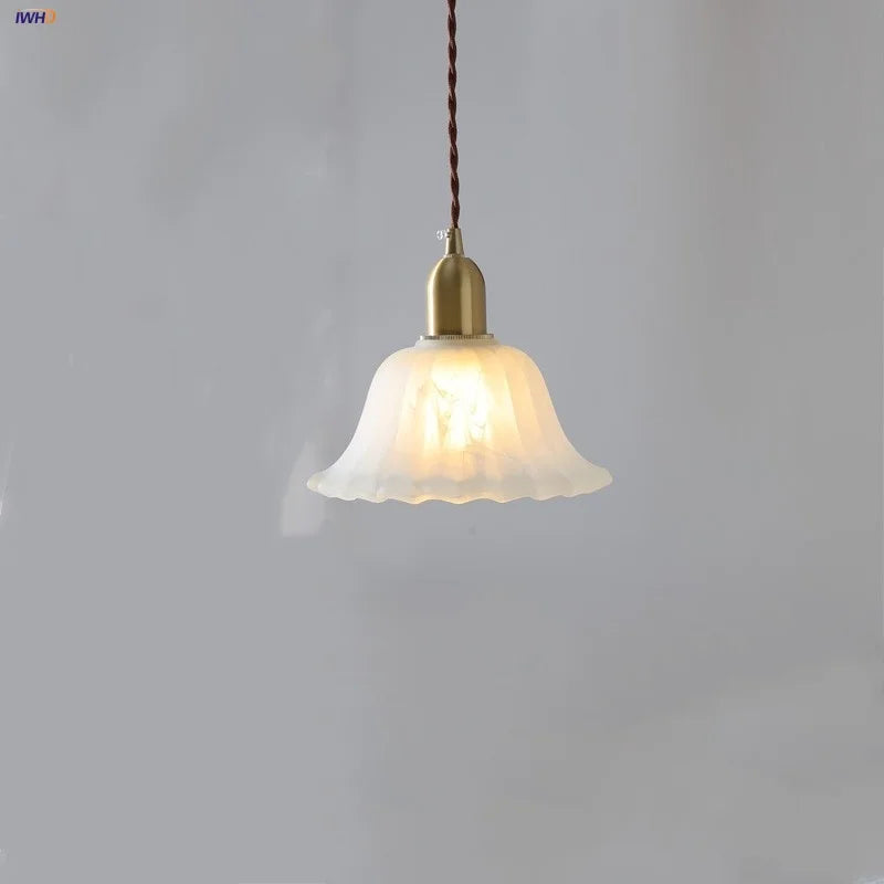 Afralia™ Copper Socket LED Pendant Light Fixture with White Glass Shade in Nordic Modern Style