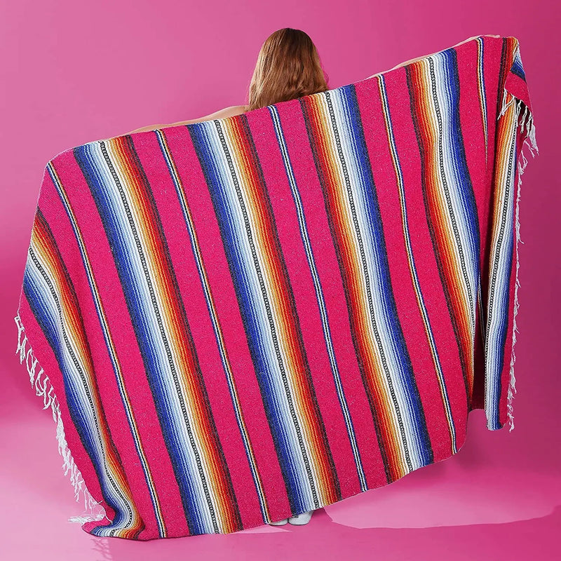 Afralia™ Mexican Striped Beach Towel - Versatile Jacquard Woven Blanket for Outdoor Picnics, Travel, and Home Decor