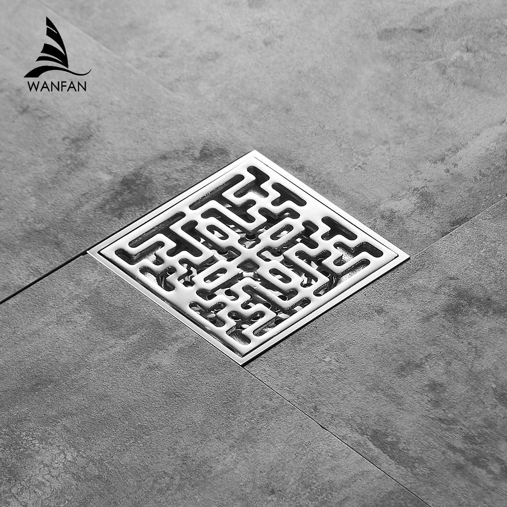 Afralia™ Chrome Square Shower Drain Brass Trap Waste Grate Bathroom Accessories