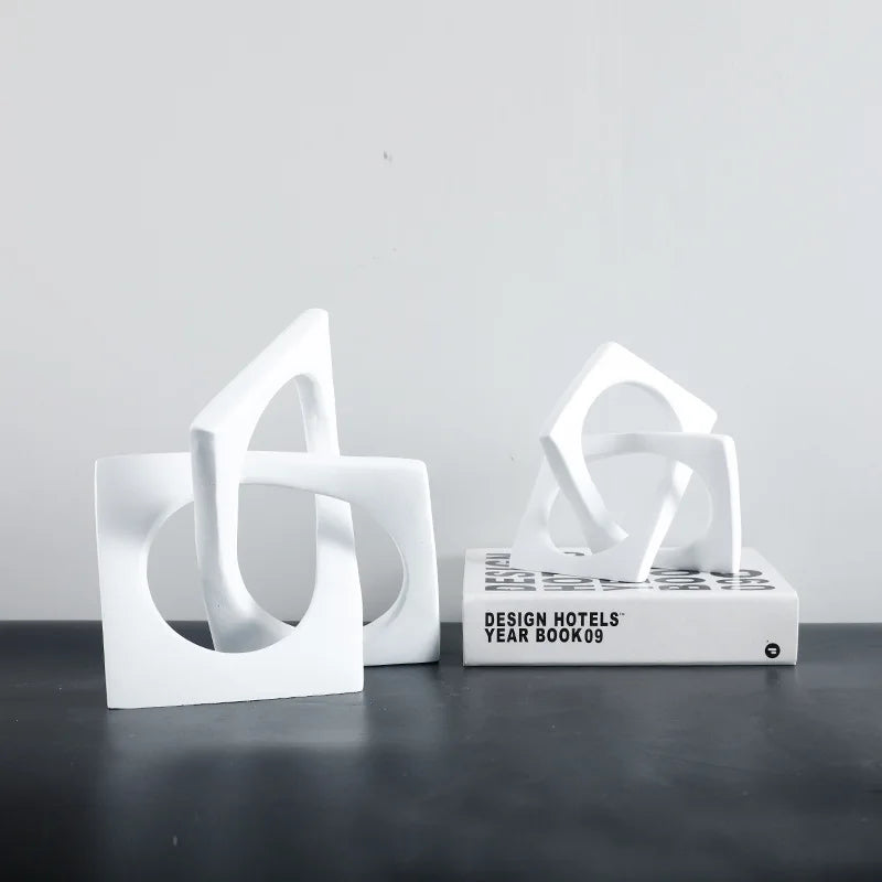 Afralia™ Geometric Cross Square Ring Sculpture White - Home Decor Ornament