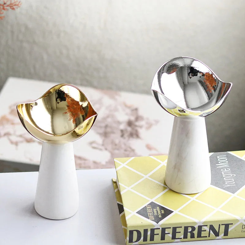 Afralia™ Golden Tray Dessert Bowl Fruit Snack Plate Home Decor Storage Container