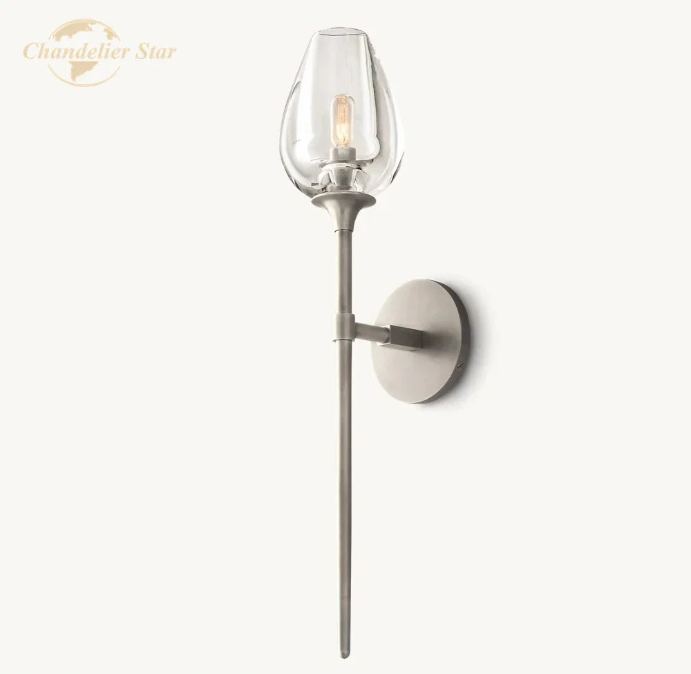 Afralia™ LED Tulip Glass Wall Sconce Indoor Lighting Fixture for Bedroom & Living Room