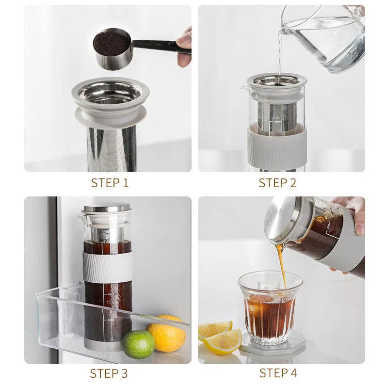Afralia™ Cold Brew Coffee & Tea Infuser - 800ml Airtight Glass Carafe Pitcher