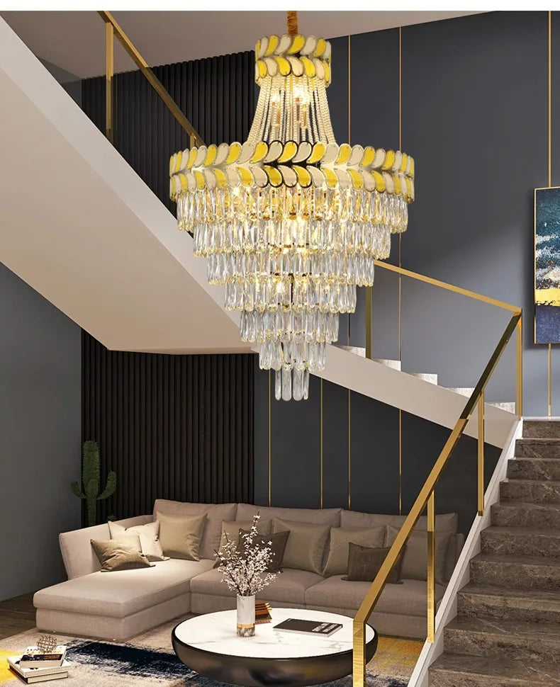 Afralia™ Luxury Duplex Building Staircase Chandelier