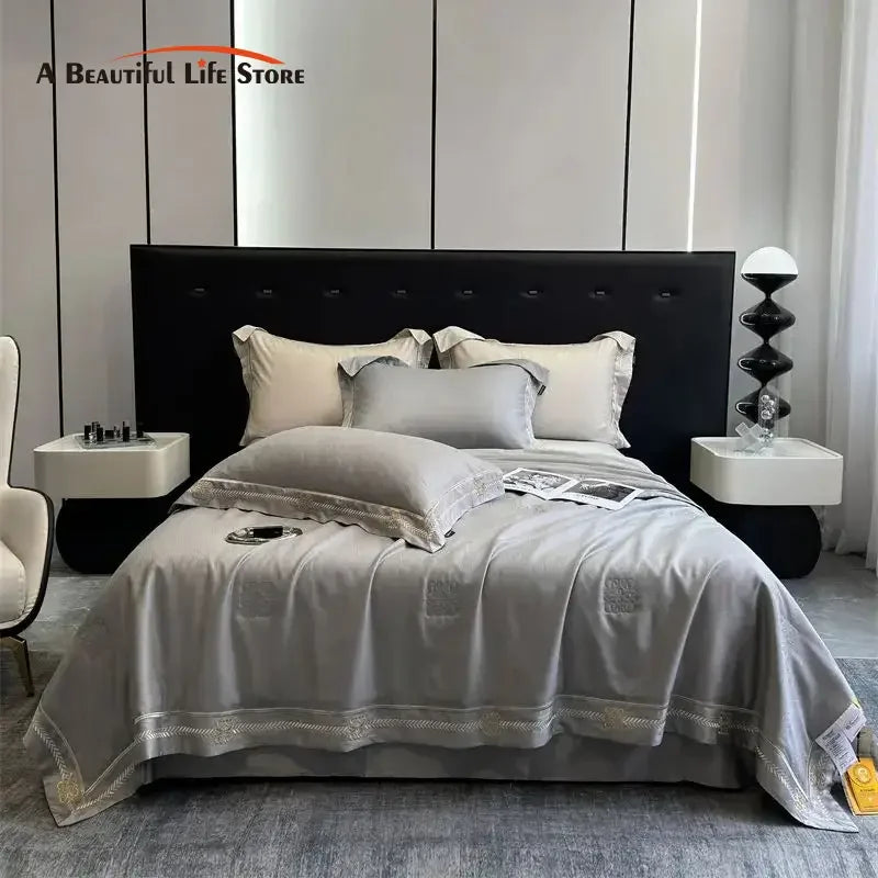 Afralia™ Eucalyptus Fiber Summer Quilt Bedding Set with Cool Feeling, Soft Silky Comforter & Bed Sheet Set