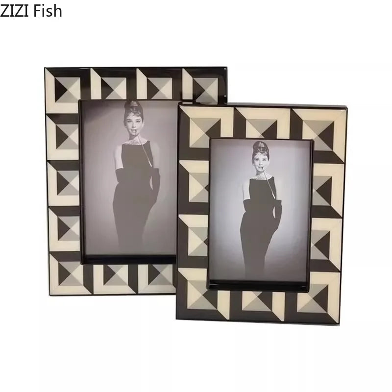 Afralia™ Checkered Photo Frame 6/7 Inch - Bedside Table or Desk Decoration