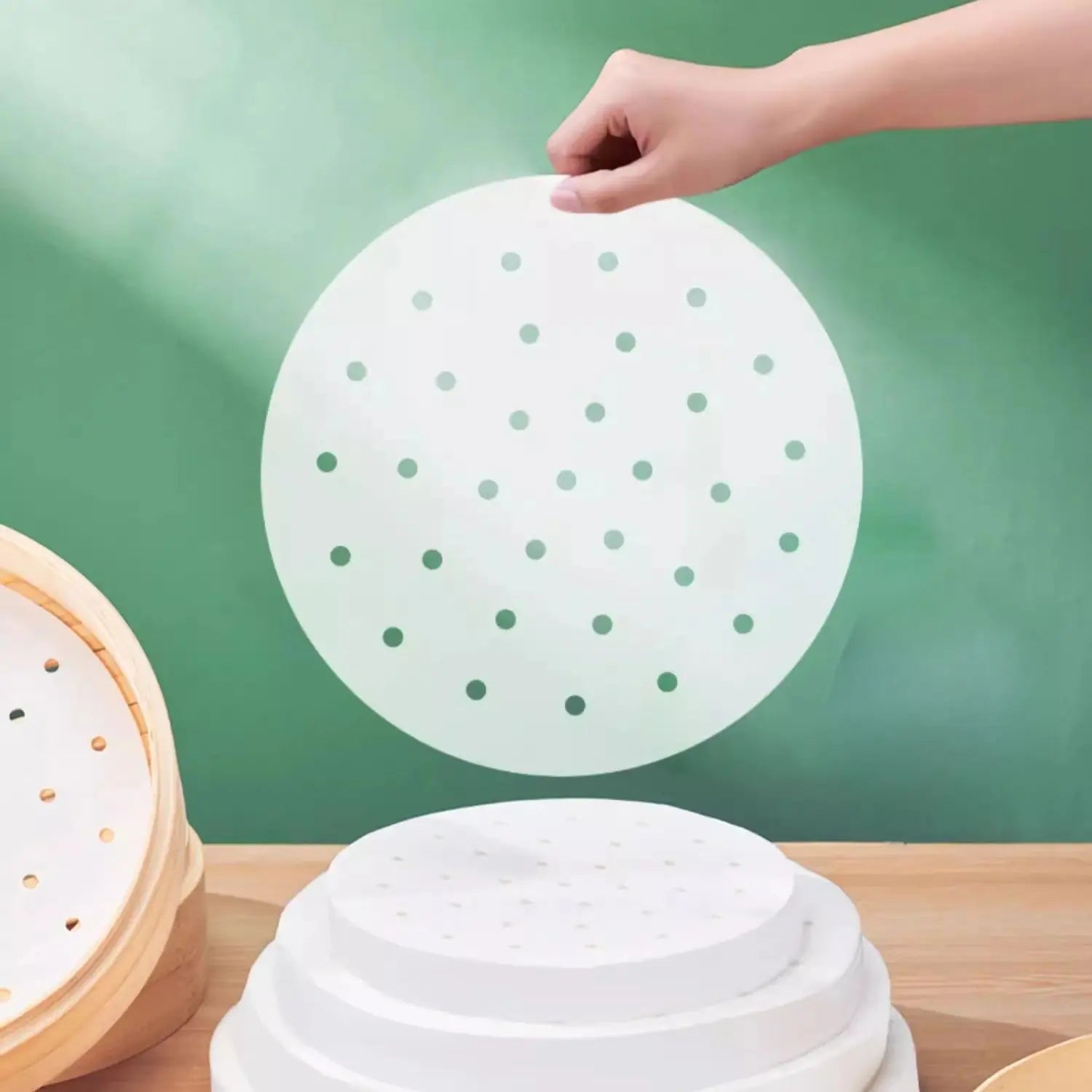 Afralia™ Non-Stick Steamed Bun Pad Paper for Air Fryer, High Temp Resistant