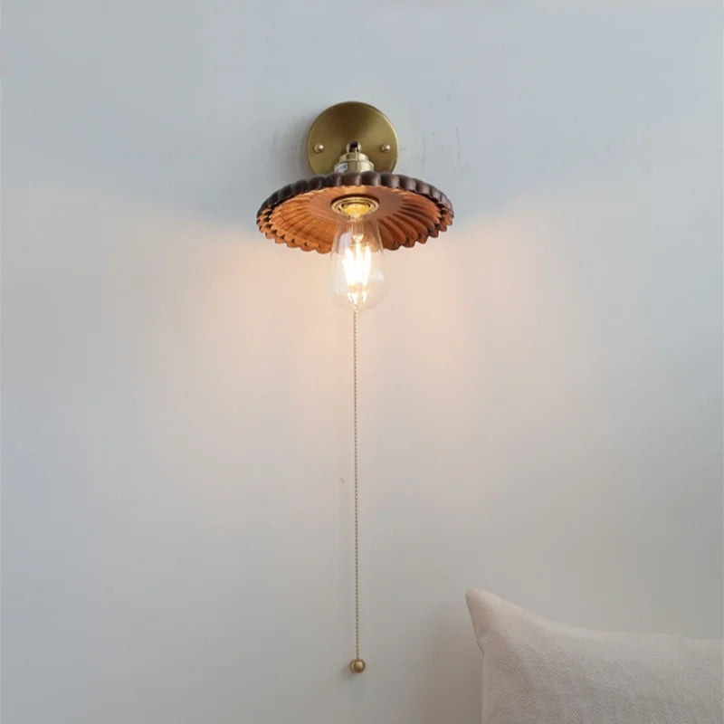 Afralia™ LED Wall Lamp Walnut Wood Stair Light Fixture