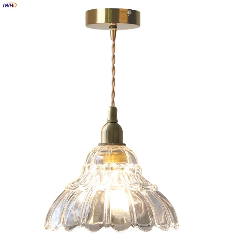 Afralia™ Modern Flower Glass LED Pendant Lamp with Copper Socket
