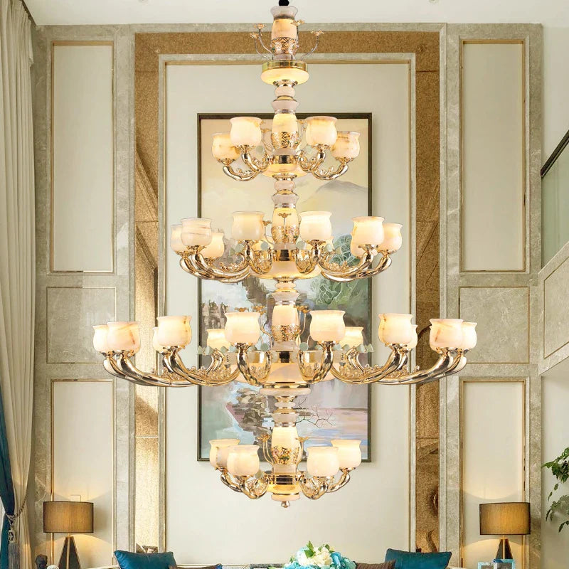 Afralia™ Luxe Jade Copper Living Room Chandelier